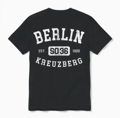 Berlin Kreuzberg So 36 Vintage College Style Berlin Unisex T-Shirt - Black
