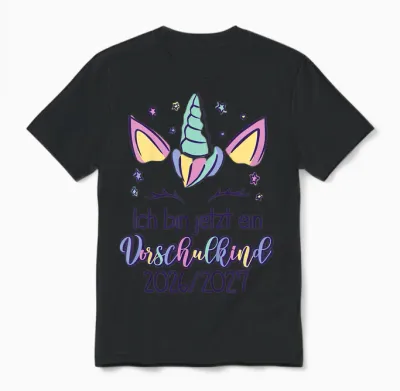 Kinder Einhorn Ich Bin Jetzt Ein Vorschulkind 2026 2027 Unisex T-Shirt - Black