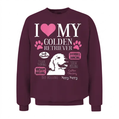 Dog Anatomy of a Golden Retriever Unisex Sweatshirt - Maroon
