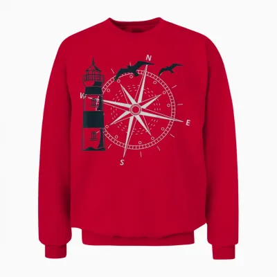 Segeln Kompass Windrose Leuchtturm Unisex Sweatshirt - Red