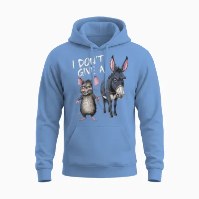 I Don't Give a Rats Ass Mouse & Donkey Funny Unisex Hoodie - Carolina Blue