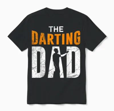 The Darting Dad Dart Player Dad Darts T-Shirt, Black Unisex T-Shirt - Black