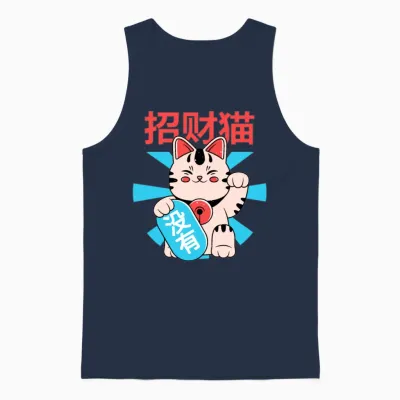 Funny Kitty Unisex Tank Top - Navy