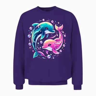Dolphin Colorful Sea Ocean Animal Dolphin Unisex Sweatshirt - Purple