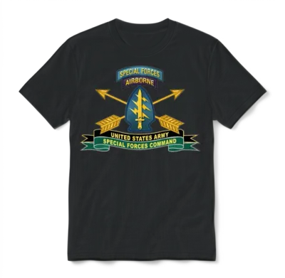 Army Us Army Special Forces Command Ssi Unisex T-Shirt - Black