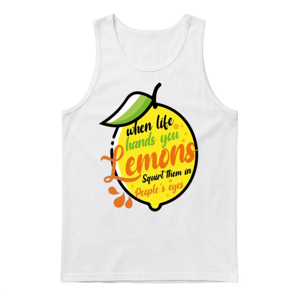 Funny Life Lemons Unisex Tank Top - White