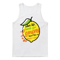 Funny Life Lemons Unisex Tank Top - White – 1