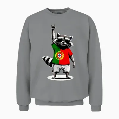 Portugal Flag Funny Portuguese Raccoon Unisex Sweatshirt - Sport Grey