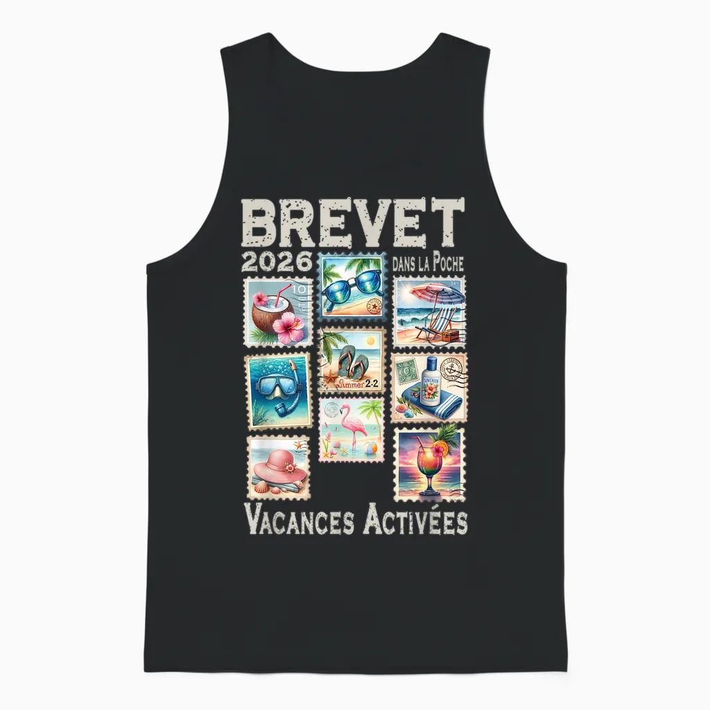 Brevet Collèges Réussi 2026 Bep Vintage Timbres Humour Unisex Tank Top in Black