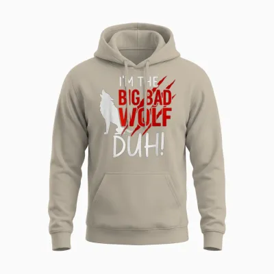 I'm the Bad Wolf Duh Costume for Diy Halloween Party Wolf Unisex Hoodie - Sand