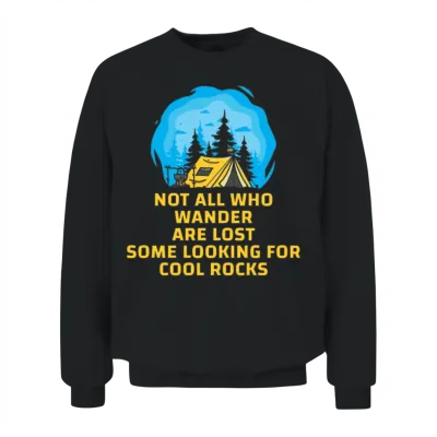 Wander Some Looking for Cool Rocks Unisex Sweatshirt - Black