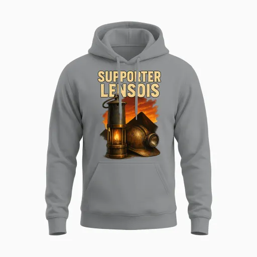 Supporter Lensois - Casque De Mineur Et Terrils De Lens T-Shirt Haut De Gamme Unisex Hoodie in Sport Grey