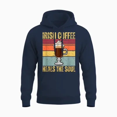 Irish Coffee Heal the Soul Cute Retro Ireland Caffeine Lover Unisex Hoodie - Navy