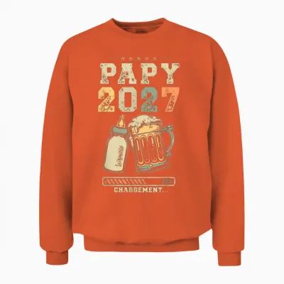 Papy 2027 Chargement Futur Grand Père Annonce Bébé Unisex Sweatshirt - Orange