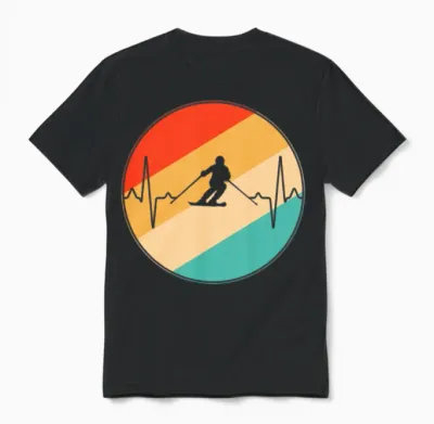 Ski Retro Heartbeat Unisex T-Shirt - Black