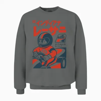 Defunct Japanese Style Indianapolis Racers Hockey Unisex Sweatshirt - Graphite Heather