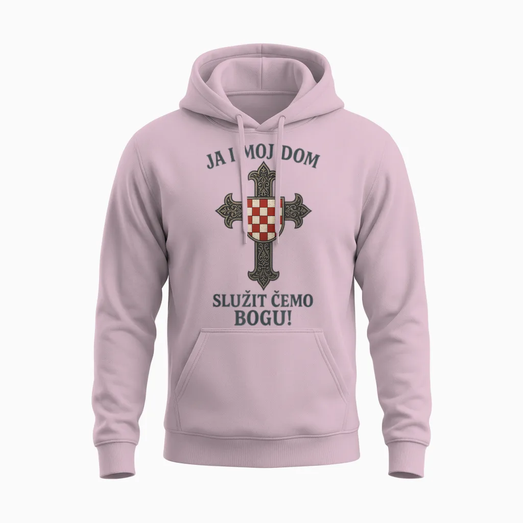 Christliches Kroatisches Kreuz | Hrvatska | Kroatien Unisex Hoodie in Light Pink