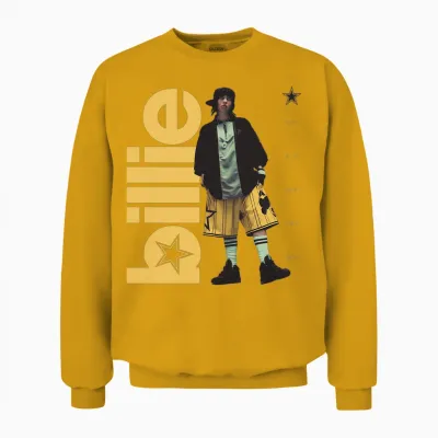 Offizielles Billie Eilish Hit Me Hard and Soft Stehfoto Unisex Sweatshirt - Gold