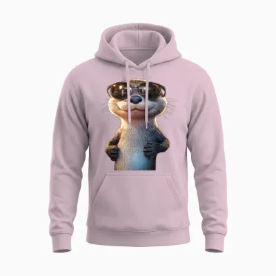 Otter with Sunglasses I Love Sea Otter Martres T-Shirt, Black, S Unisex Hoodie - Light Pink