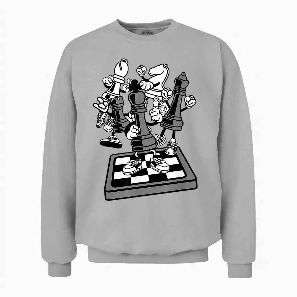 Schach-T-Shirt, Schach Kinder, Schachliebhaber, Schach Für Kinder Unisex Sweatshirt in Ash