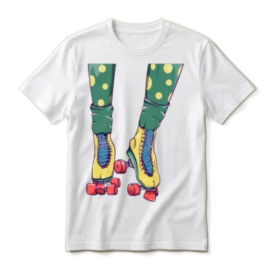 Retro Yellow Roller Skates Unisex T-Shirt - White