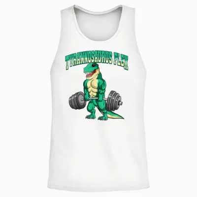 Lustige Workout Geschenkideen Bodybuilding Fitness Tyrannosaurus Flex Dino T-Rex T-Shirt, Schwarz, Kleinkind, Unisex, Kurzarm, T-Shirt, Fitness-T-Shirt Mit Tyrannosaurus-Design Unisex Tank Top - White