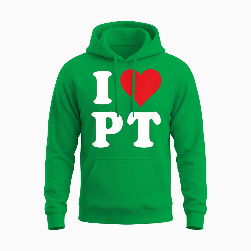 I Love Pt Initials I Heart P.t. First Last Name P T Unisex Hoodie in Irish Green