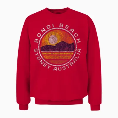 Bondi Beach Distressed Unisex Sweatshirt - Red