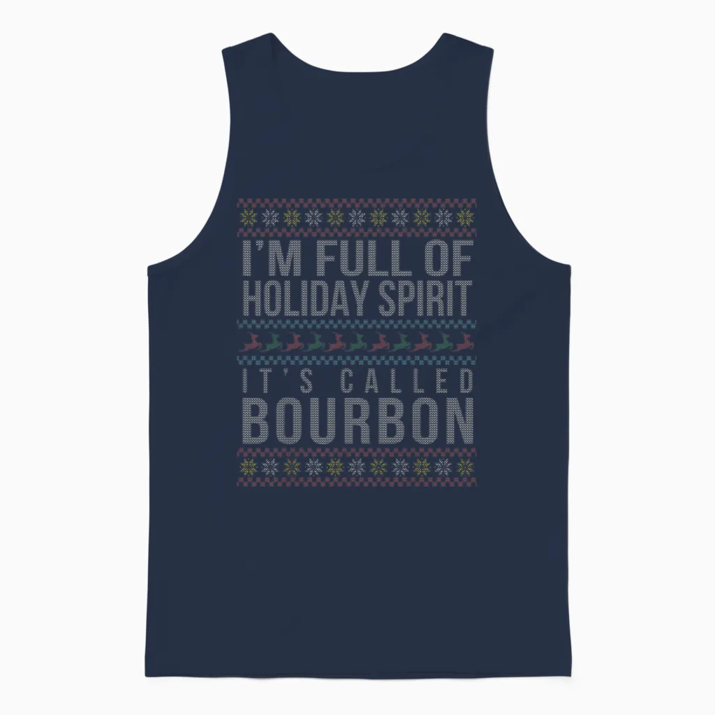 Ugly Christmas Drinking Funny Bourbon Holiday Party T-Shirt Small Unisex Tank Top in Navy