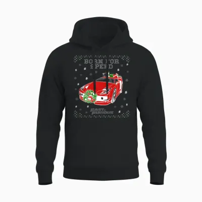 Fast and Furious Dom Born for Speed Ugly Christmas Unisex Hoodie - Black