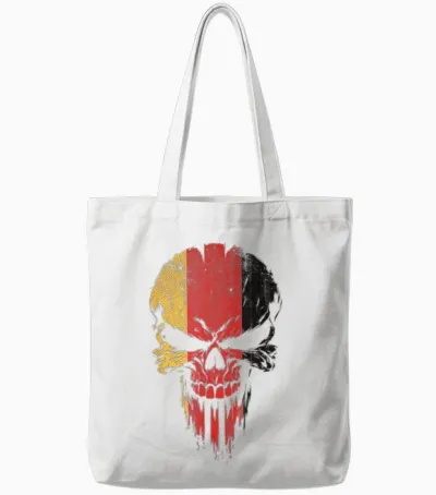 German Flag Skull Tote Bags - White