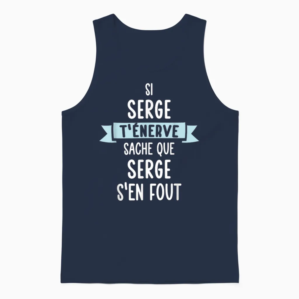 Gift Man Humour Name Personalized Serge T-Shirt, Black, S Unisex Tank Top in Navy