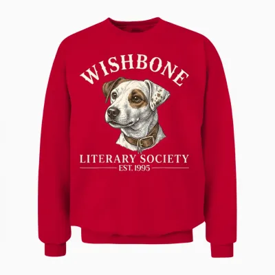Wishbone Literary Society Est 1995 Dog Reader Vintage Unisex Sweatshirt - Red