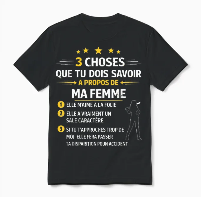 Gift for Husband Lover Boyfriend Humour Couple Unisex T-Shirt in Black