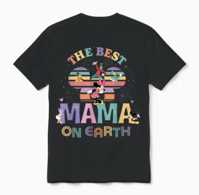 Disney "best Mama on Earth" Mickey & Friends Family Trip Unisex T-Shirt - Black