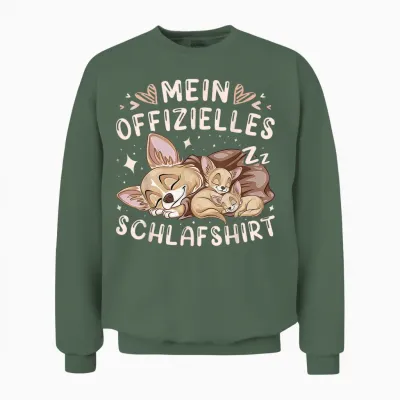 Mein Offizielles Schlafshirt, Chihuahua Hund Mit 2 Welpen Unisex Sweatshirt - Military Green