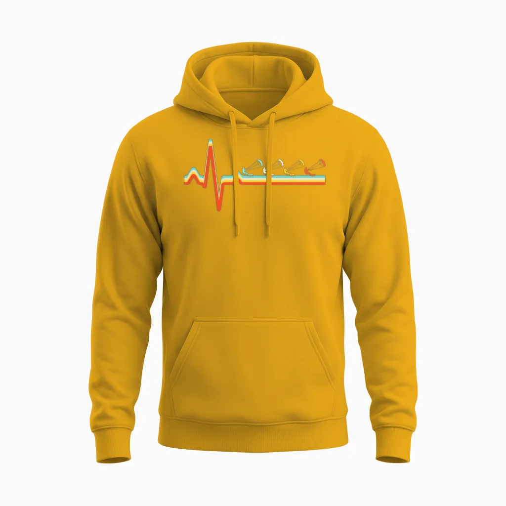 Kite Surfing Retro Heartbeat Unisex Hoodie - Gold