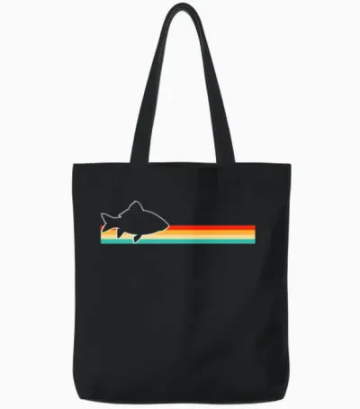 Fish Retro Tote Bags - Black