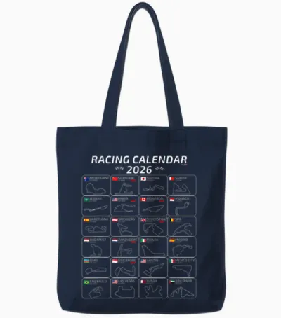 Racing Calendar 2026 All 24 Races and Tracks of the Season Tote Bags - Navy