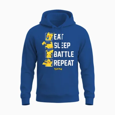 Pokémon - Eat Sleep Battle Repeat Pikachu Unisex Hoodie - Royal
