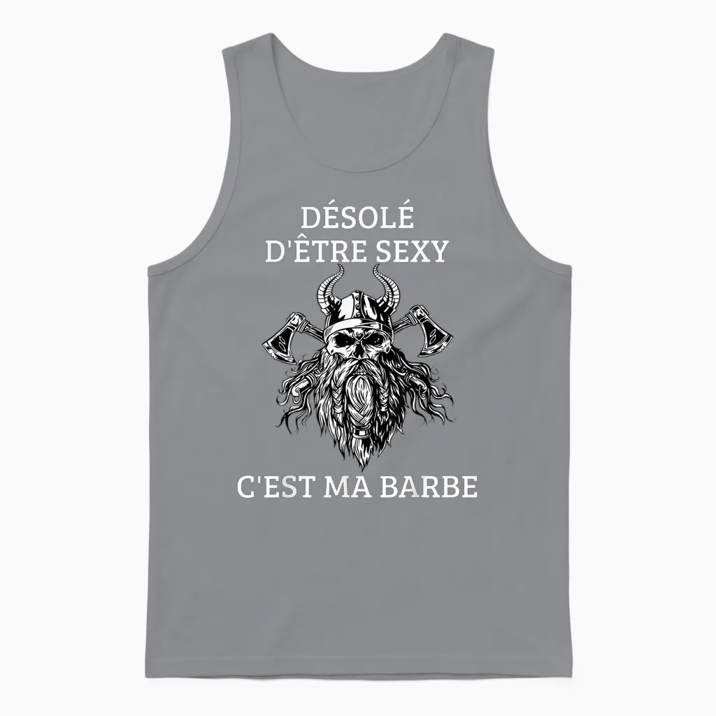 Men's Sorry to Be Sexy Beard Gift for Vikings T-Shirt, Black Unisex Tank Top in Sport Grey