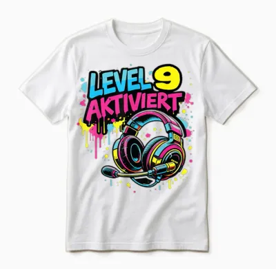 9. Geburtstag Jungen Video Gamer Level 9 Aktiviert Unisex T-Shirt - White