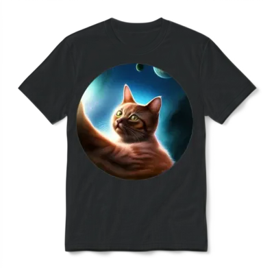 Funny Catstronaut Unisex T-Shirt - Black
