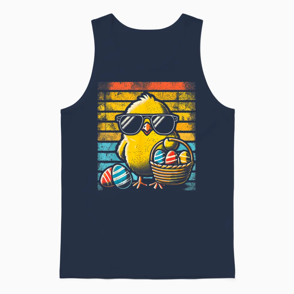 Retro Ostern Küken Männer Frauen Kinder Jungen Mädchen Lustig Ostern Unisex Tank Top in Navy