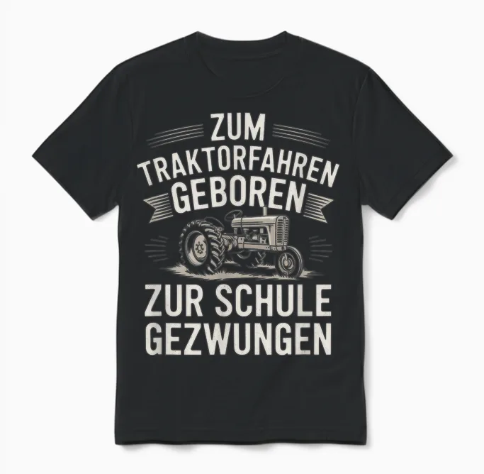 Zum Traktorfahren Geboren Zur Schule Gezwungen Unisex T-Shirt in Black