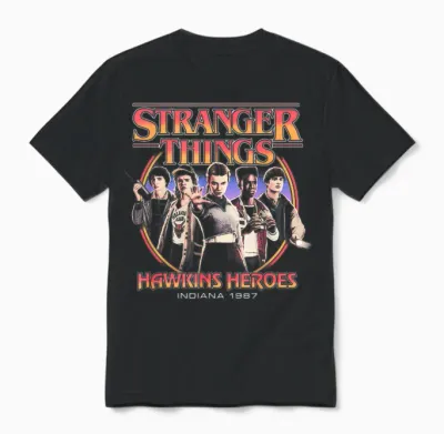 Stranger Things Hawkins Heroes Group 1987 Unisex T-Shirt - Black