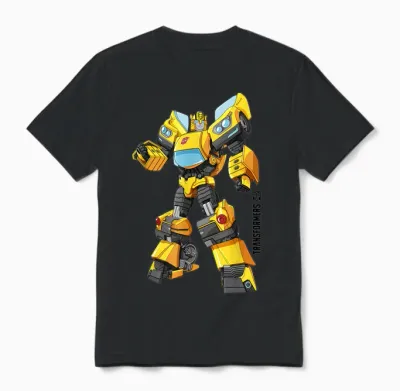 Transformers Bumblebee Autobots Epic Pose Logo T-Shirt, Blue Unisex T-Shirt - Black