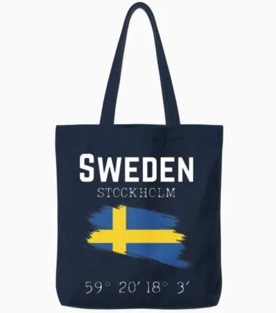 Sweden Stockholm Europe Vacation Travel Roadtrip Tote Bags - Navy