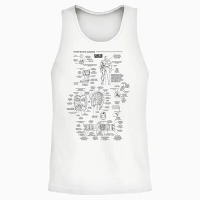 Marvel Iron Man Stark Industries T-Shirt Black Armor Detail Unisex Tank Top - White