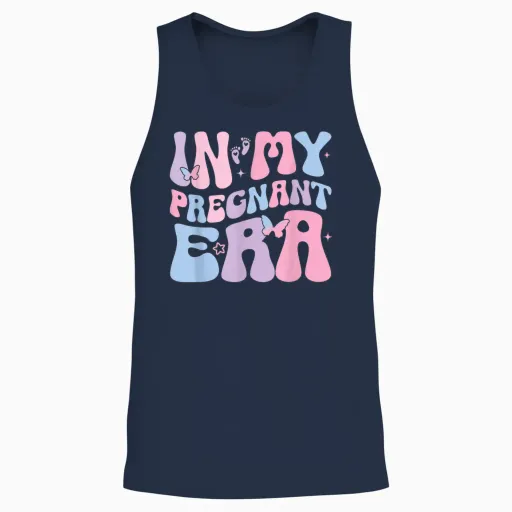 In My Pregnant Era Groovy Schwangere Unisex Tank Top - Navy